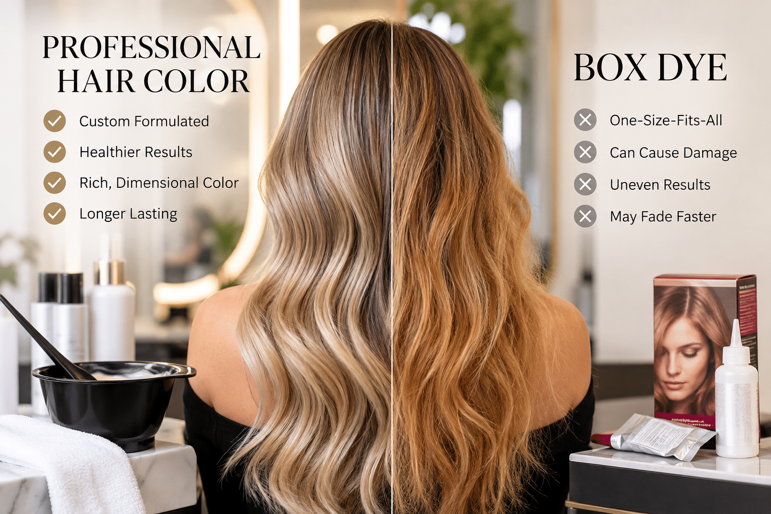 Professional Hair Color Tampa, Salon Color vs Box Dye